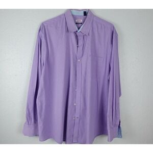 IZOD Men's Dress Shirt Purple Long Sleeve Button Front Size XL NON-IRON STRETH